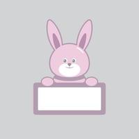 schattig konijn cartoon met bord teken vector