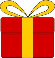 rood geschenk doos, verjaardag viering, speciaal geven weg pakket, loyaliteit programma beloning, vector icoon, vlak illustratie. element vector decoratie.