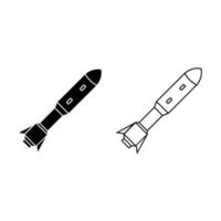 reis raket vector icoon set. bombardement illustratie teken verzameling. bom onderdak symbool of logo.