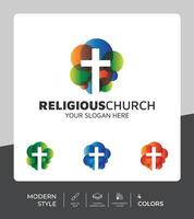 abstract kleurrijk kruis logo voor kerk of religieus gemeenschap vector