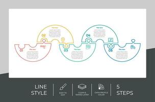 puzzel stap infographic vector ontwerp met 5 stappen kleurrijk stijl voor presentatie doel.lijn stap infographic kan worden gebruikt voor bedrijf en afzet