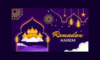 Ramadan karem horizontaal vol kleur illustratie achtergrond sjabloon vector