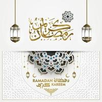 ramadan kareem wenskaart islamitische bloemmotief vector ontwerp met Arabische kalligrafie