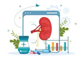 nefroloog illustratie met cardioloog, proctoloog en traktatie nieren orgaan in vlak tekenfilm hand- getrokken voor web banier of landen bladzijde Sjablonen vector