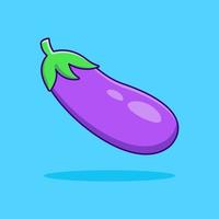 vrij vector aubergine groente tekenfilm vector icoon illustratie groente icoon concept geïsoleerd