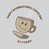 Internationale dag koffie logo vlak ontwerp achtergrond vector