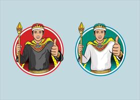 illustratie van twee koning houden de gouden scepter, vector ontwerp, koning tekenfilm karakter.