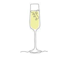 wijn glas , Champagne glas doorlopend een lijn tekening vector