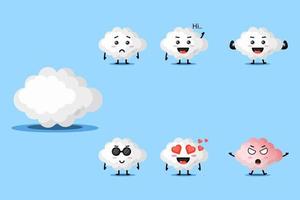 schattige wolk mascotte ontwerpset vector