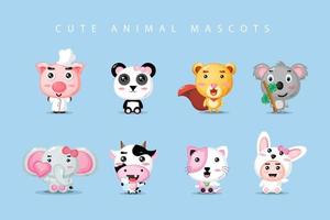 set van schattige dieren mascotte vector