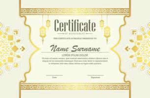 luxe Islamitisch Ramadan certificaat ontwerp vector