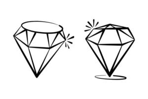 hand- getrokken tekening diamant, edelstenen icoon, vector illustratie.