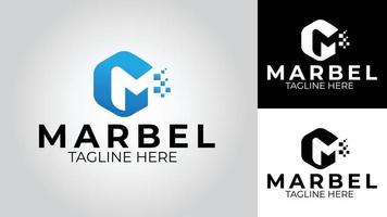 brief m marmer bedrijf vector logo ontwerp