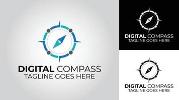 digitaal kompas bedrijf vector logo ontwerp