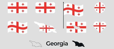vlag van Georgië. silhouet van Georgië. nationaal symbool vector