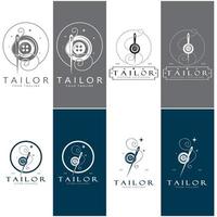 kleermaker logo icoon illustratie sjabloon combinatie van toetsen voor kleren, draad en naaien machine, voor kleding Product ontwerp, convectie bedrijven, mode in vector het formulier