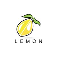 vers citroen fruit logo met bladeren illustratie sjabloon. logo voor citroen sap, citroen tuin, fruit winkel, modern vector. vector
