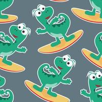 surfing tijd met schattig weinig dier Bij zomer. naadloos patroon structuur voor kleding stof textiel, kinderkamer, baby kleren, achtergrond, textiel, omhulsel papier en andere decoratie. vector