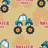 naadloos patroon vector van monster vrachtauto met tekenfilm stijl. voor kleding stof textiel, kinderkamer, baby kleren, achtergrond, textiel, omhulsel papier en andere decoratie.