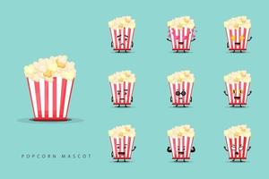 set van schattige popcornmascottes vector