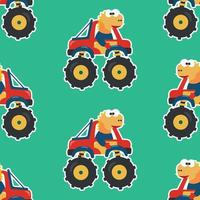 naadloos patroon vector van monster vrachtauto met tekenfilm stijl, creatief vector kinderachtig achtergrond voor kleding stof textiel, kinderkamer achtergrond, baby kleren, poster, omhulsel papier en andere decoratie.