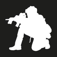 leger soldaat het richten wapen silhouet geïsoleerd Aan zwart achtergrond vector