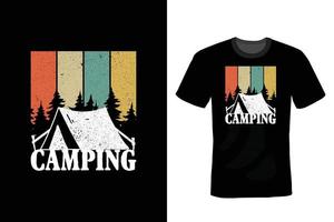 camping t-shirt ontwerp, vintage, typografie vector