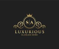 eerste sa brief Koninklijk luxe logo sjabloon in vector kunst voor restaurant, royalty, boetiek, cafe, hotel, heraldisch, sieraden, mode en andere vector illustratie.