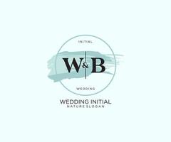 eerste wb brief schoonheid vector eerste logo, handschrift logo van eerste handtekening, bruiloft, mode, juwelen, boetiek, bloemen en botanisch met creatief sjabloon voor ieder bedrijf of bedrijf.