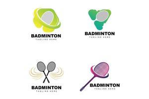 badminton logo, sport spel vector met shuttle racket, sport Afdeling ontwerp, sjabloon icoon