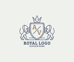 eerste av brief leeuw Koninklijk luxe logo sjabloon in vector kunst voor restaurant, royalty, boetiek, cafe, hotel, heraldisch, sieraden, mode en andere vector illustratie.