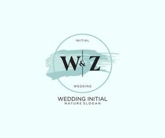 eerste wz brief schoonheid vector eerste logo, handschrift logo van eerste handtekening, bruiloft, mode, juwelen, boetiek, bloemen en botanisch met creatief sjabloon voor ieder bedrijf of bedrijf.