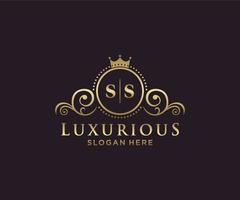 eerste ss brief Koninklijk luxe logo sjabloon in vector kunst voor restaurant, royalty, boetiek, cafe, hotel, heraldisch, sieraden, mode en andere vector illustratie.