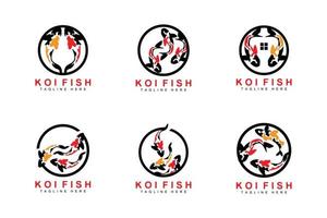 koi vis logo ontwerp, Chinese Lucky en triomf sier- vis vector, bedrijf merk goud vis icoon vector