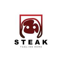 rundvlees logo, vlees steak vector, rooster keuken ontwerp, steak restaurant merk sjabloon icoon vector