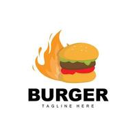 hamburger logo, brood vector, vlees en groente, snel voedsel ontwerp, hamburger winkel en Product merk icoon illustratie vector