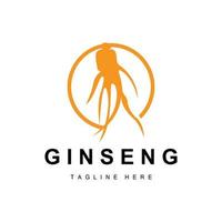 ginseng logo, kruiden fabriek vector, natuurlijk kruiden geneesmiddel, ginseng kruiden drinken icoon vector