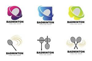 badminton logo, sport spel vector met shuttle racket, sport Afdeling ontwerp, sjabloon icoon