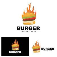 hamburger logo, brood vector, vlees en groente, snel voedsel ontwerp, hamburger winkel en Product merk icoon illustratie vector
