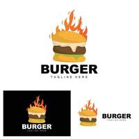 hamburger logo, brood vector, vlees en groente, snel voedsel ontwerp, hamburger winkel en Product merk icoon illustratie vector