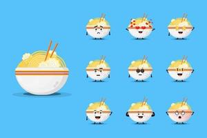 schattige ramen mascotte ontwerpset vector