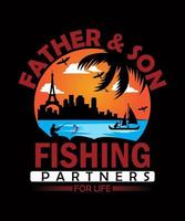 vader en zoon visvangst partners voor leven. visvangst t overhemden ontwerp, vector grafisch, typografisch poster of t-shirt