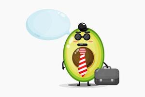 schattige avocado-mascotte gaat naar kantoor vector