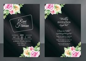 uitnodiging kaart met mooi bloeiend bloemen waterverf achtergrond. elegant bruiloft kaart met mooi bloemen vector. mooi hand- tekening bruiloft uitnodiging ontwerp roze roos uitnodiging sjabloon. vector