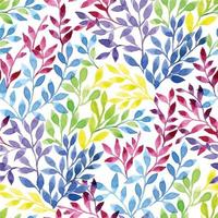 waterverf naadloos patroon met abstract gekleurde bladeren en bloemen, takken van helder bloemen. klein afdrukken Aan wit achtergrond vector