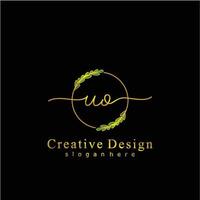 eerste uo schoonheid monogram en elegant logo ontwerp, handschrift logo van eerste handtekening, bruiloft, mode, bloemen en botanisch logo concept ontwerp. vector
