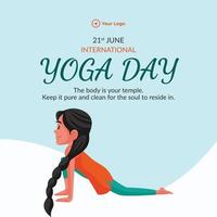 banier ontwerp van Internationale yoga dag tekenfilm stijl sjabloon vector