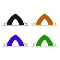 set camping tent op witte achtergrond vector