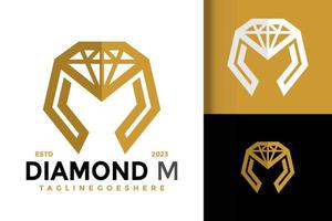 brief m diamant logo vector icoon illustratie