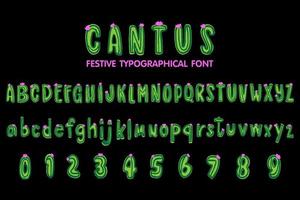 cantus feestelijk typografie lettertype, alfabet brieven en getallen vector en illustratie